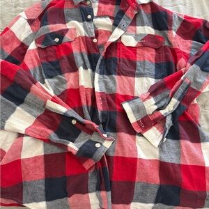 Columbia Red, Navy & White Plaid Button-Up Shirt